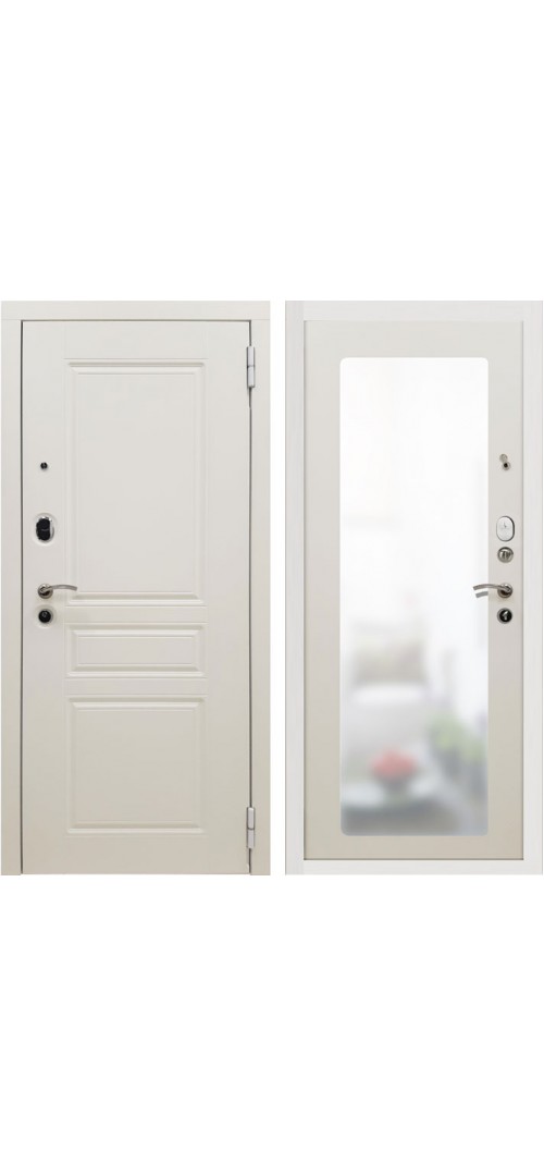 Дверь мет. SD Prof-10 Троя белая большое зеркало Белый